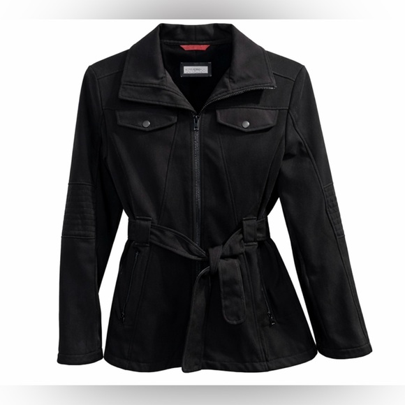 London Fog Jackets & Blazers - London Fog Black Belted Jacket Women’s SMALL